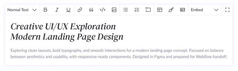Rich text editor toolbar