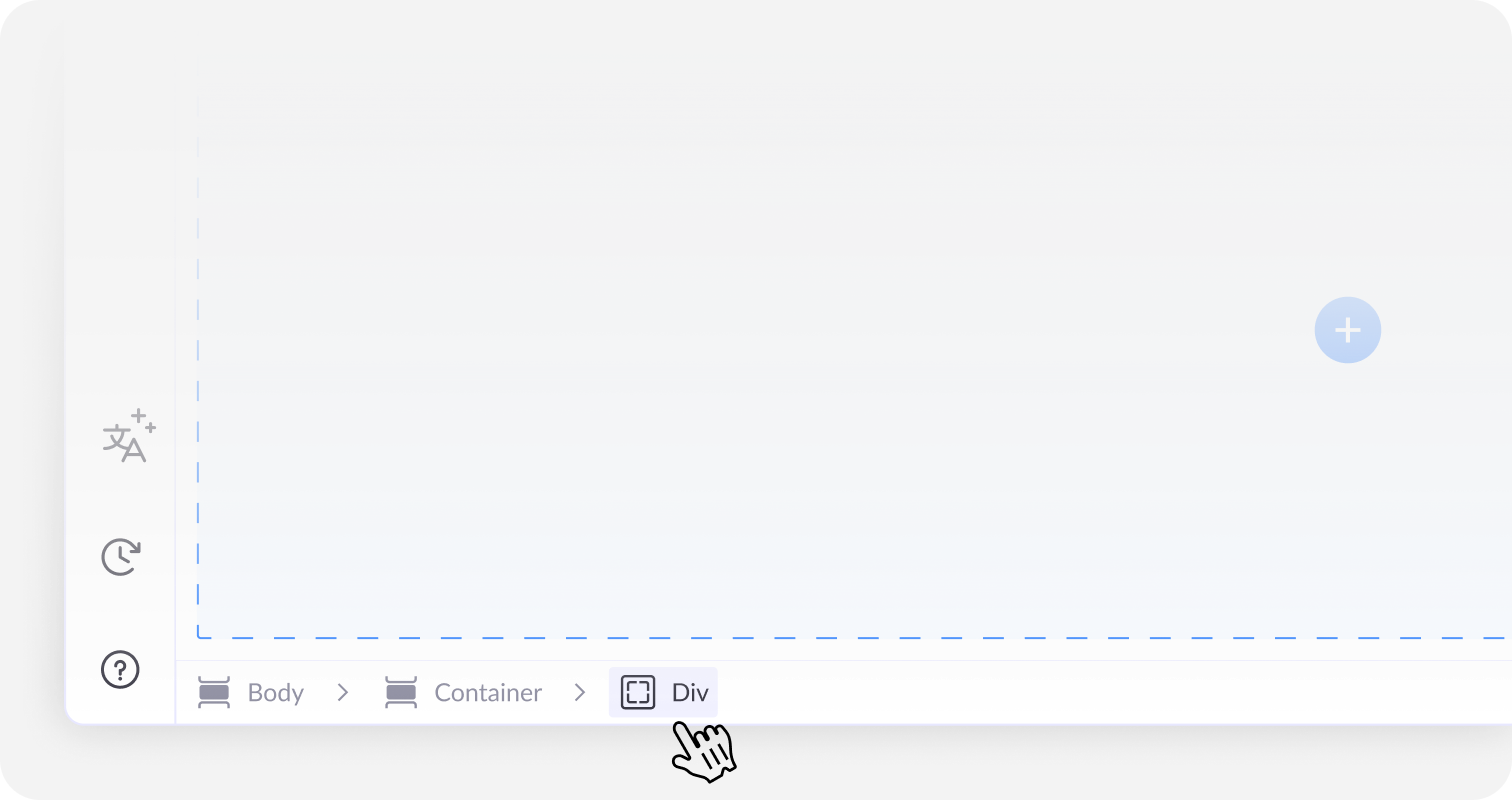 Breadcrumb toolbar beneath the canvas