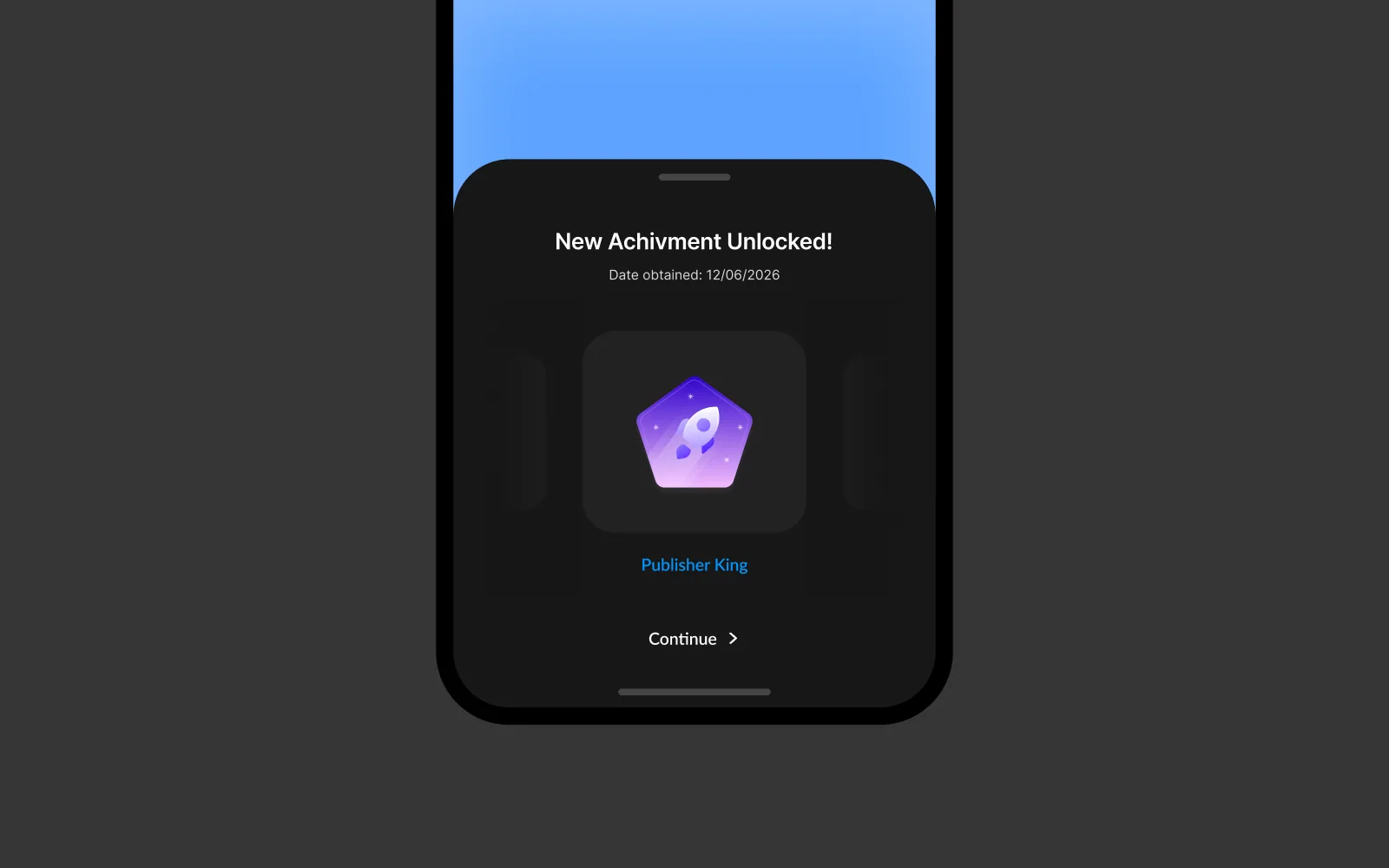 Pocket Trophy · mobile achievement, The reward moment, sized for a phone.