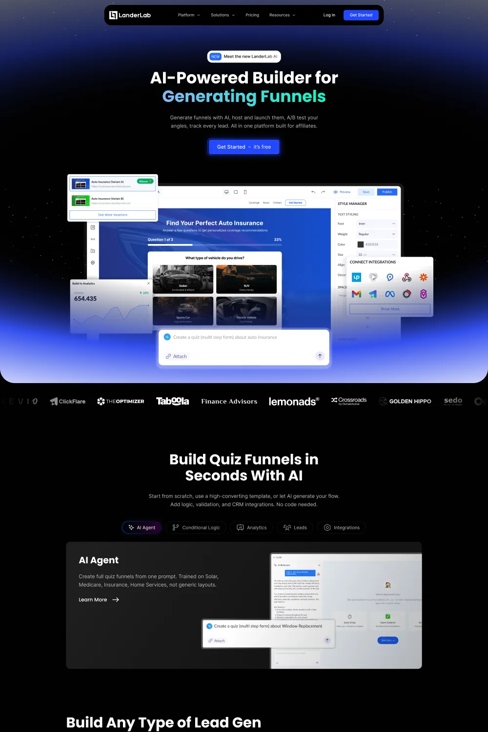 LanderLab · shipped marketing site, The shipped marketing site.