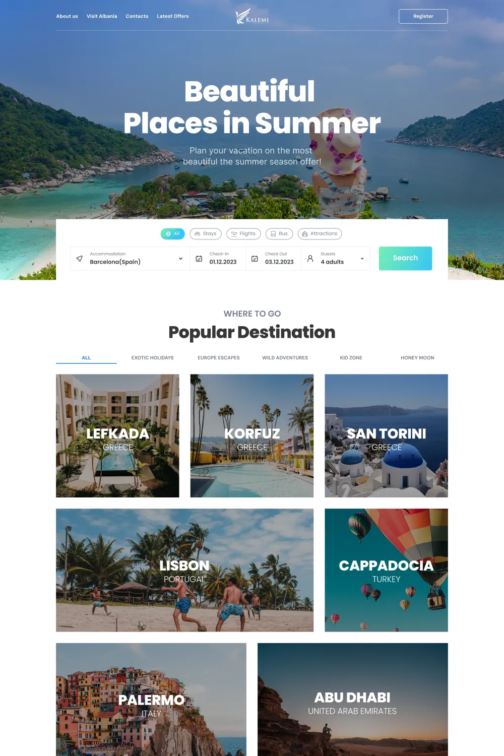 Kalemi Travel · agency site, Travel agency website with tour discovery.