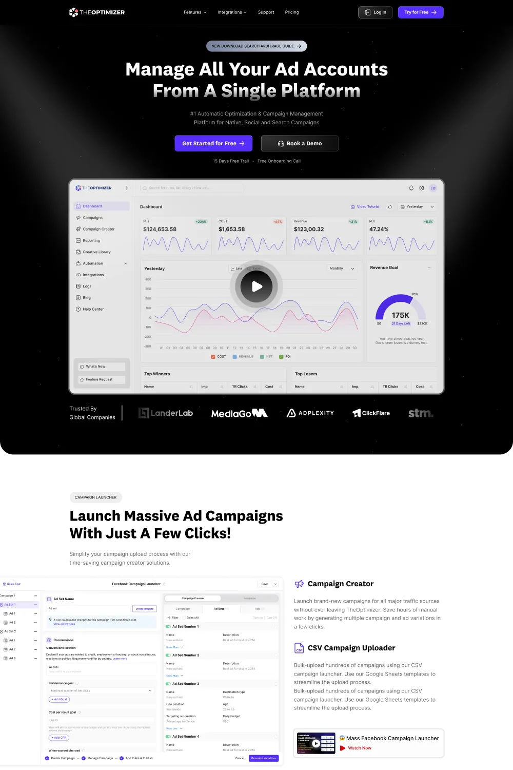 TheOptimizer · first redesign, The first redesign pass before the current site.
